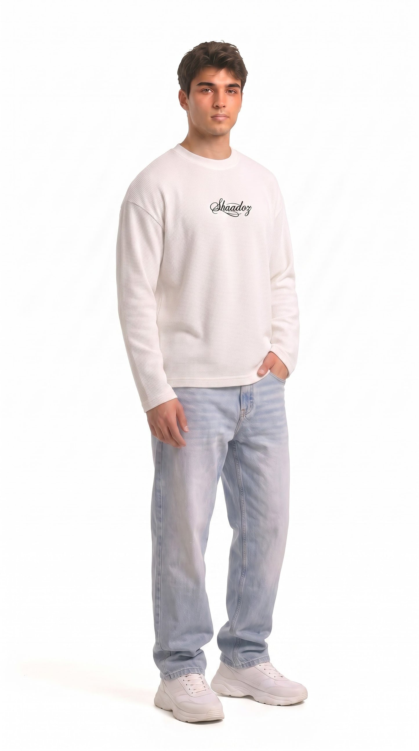SHAADOZ full sleeves waffle t-shirt