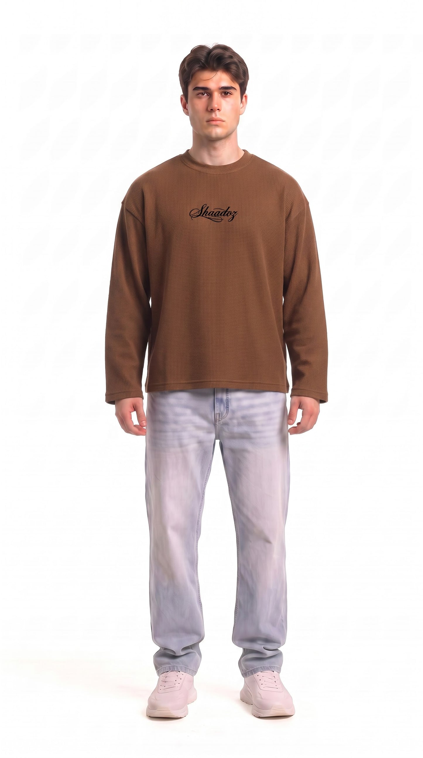 SHAADOZ full sleeves waffle t-shirt