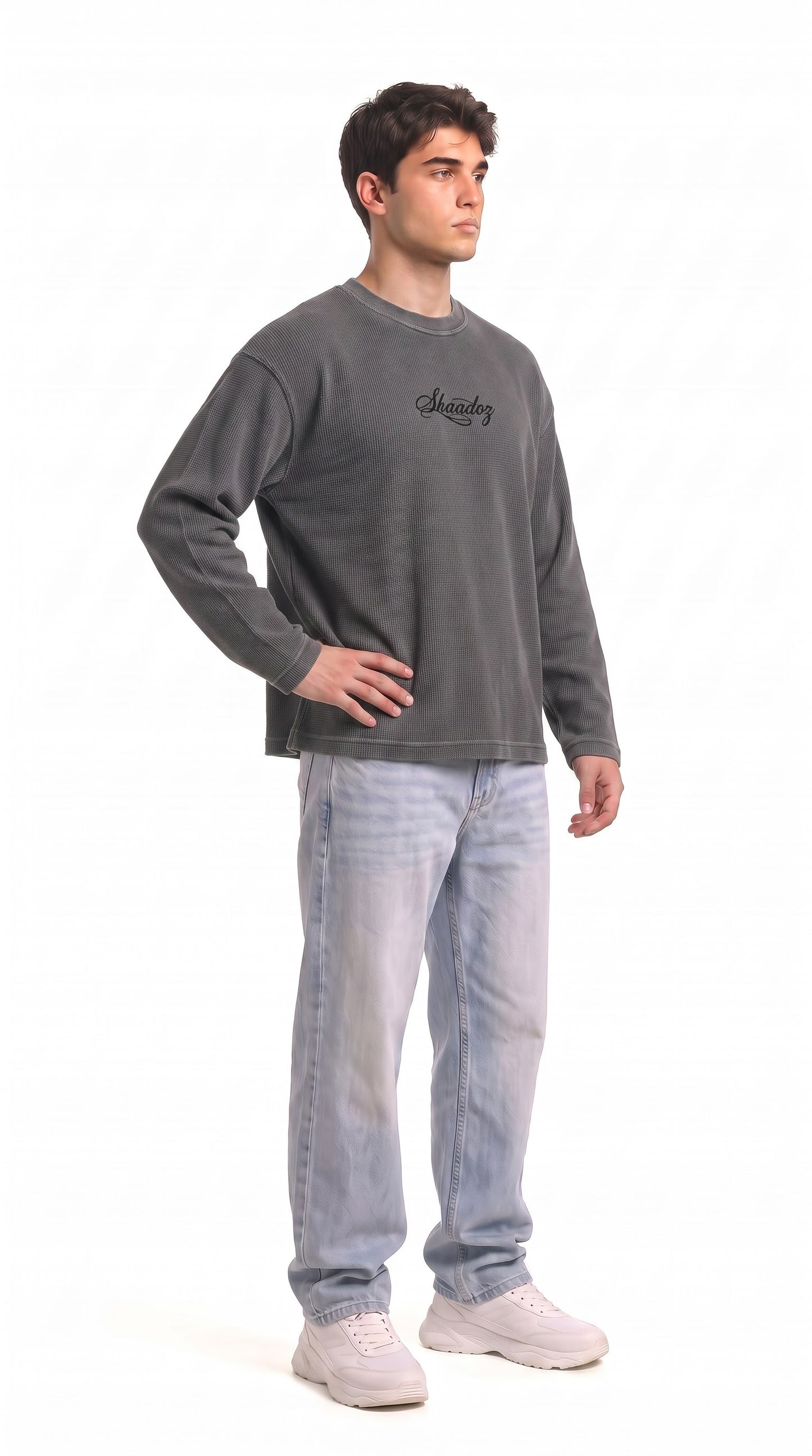SHAADOZ full sleeves waffle t-shirt