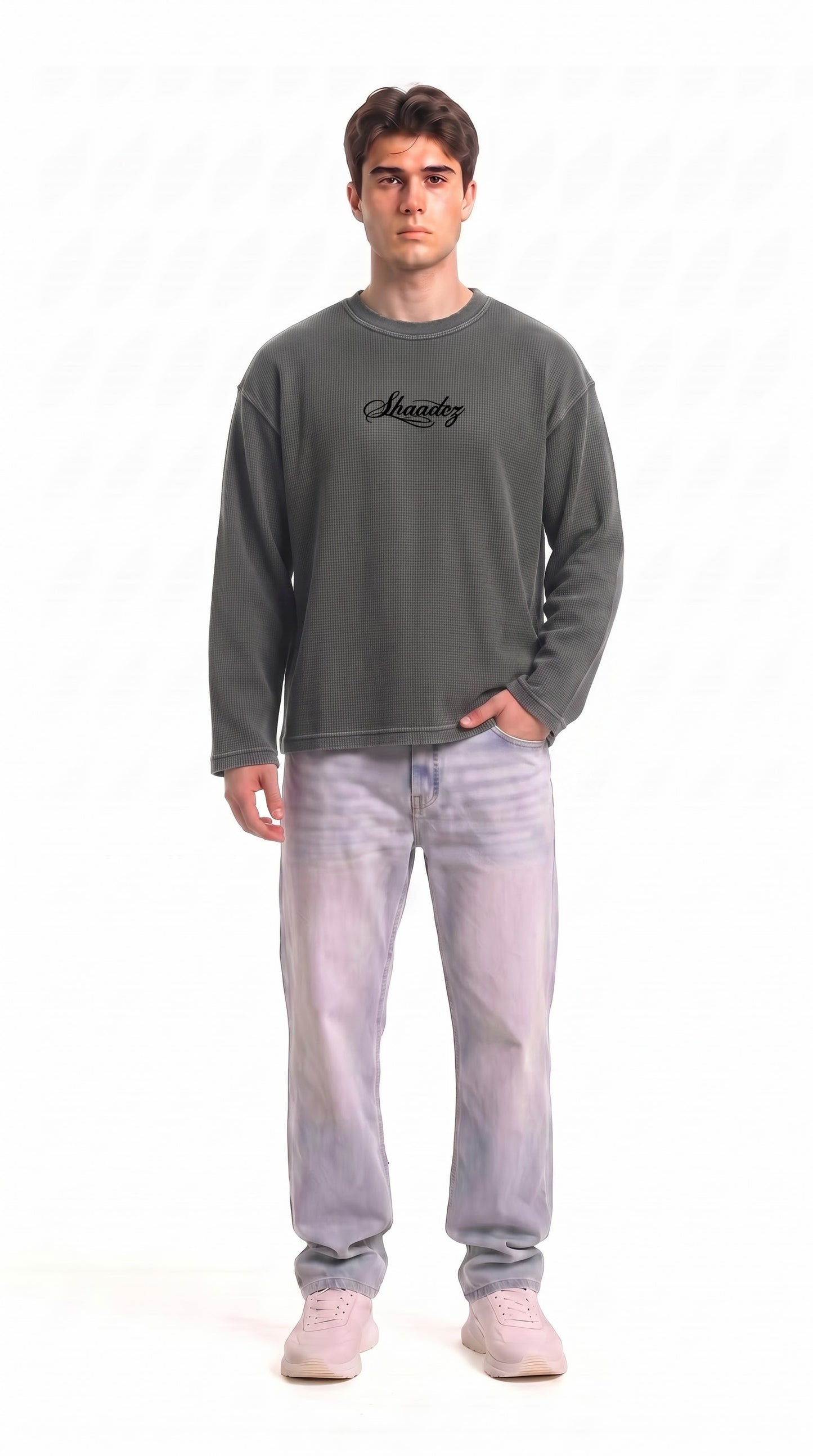 SHAADOZ full sleeves waffle t-shirt