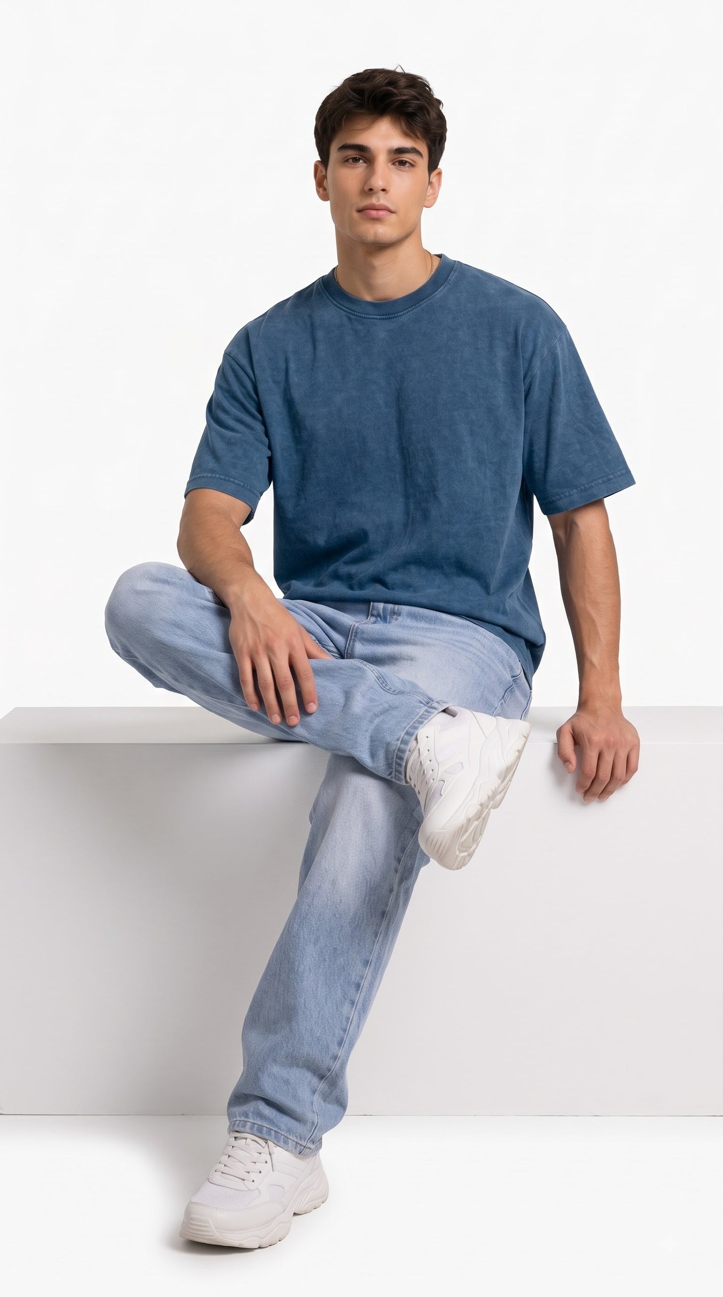 SHAADOZ Boxy fit Denimw t-shirt