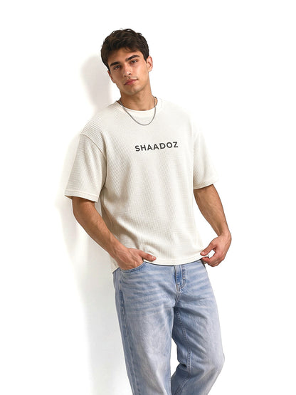 SHAADOZ half sleeves waffle t-shirt