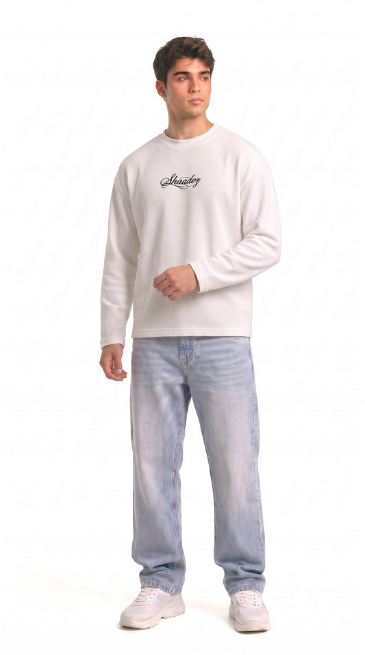 SHAADOZ full sleeves waffle t-shirt