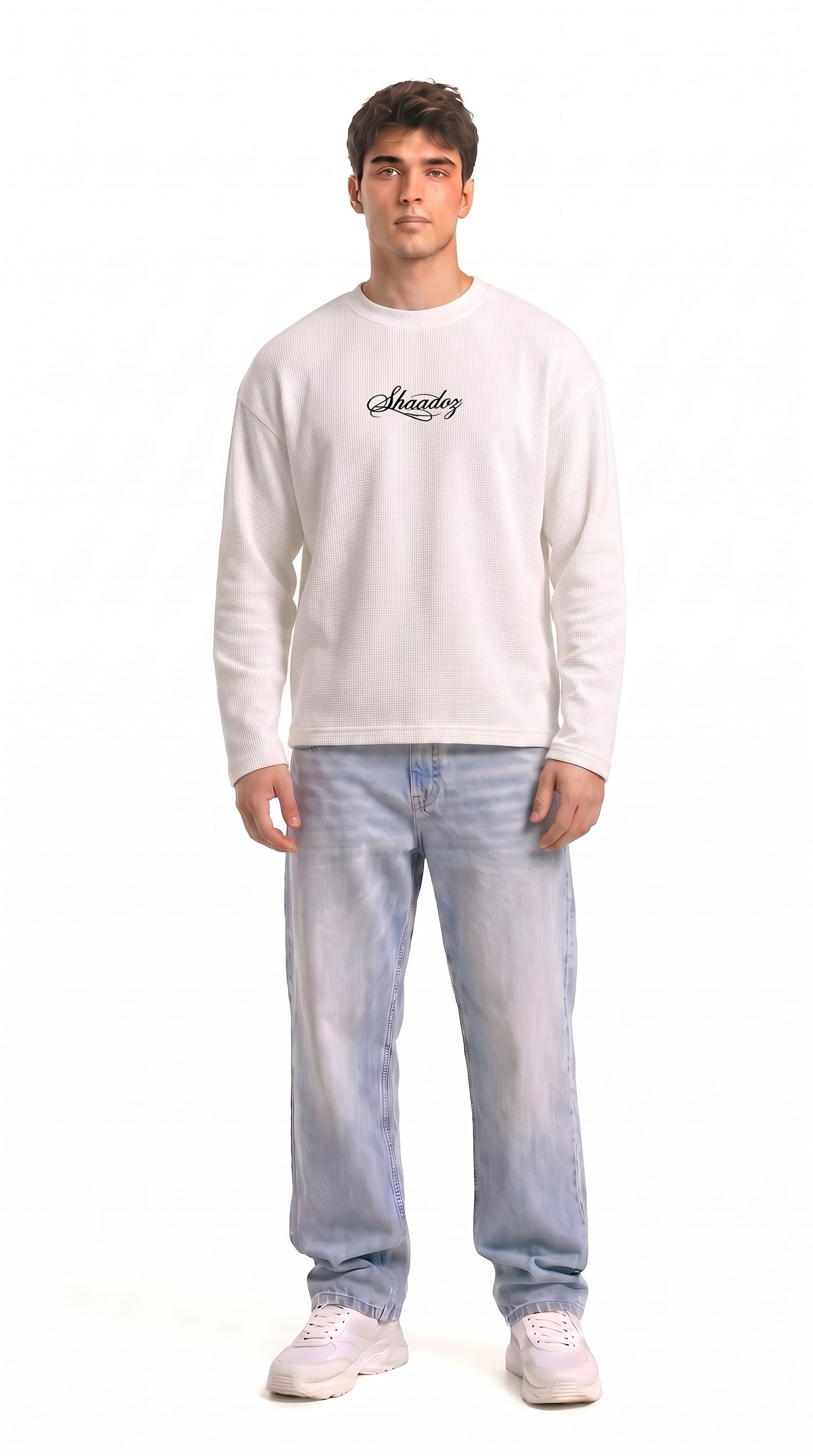 SHAADOZ full sleeves waffle t-shirt