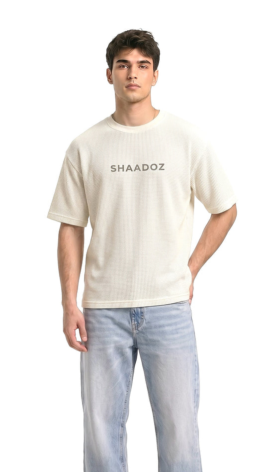SHAADOZ half sleeves waffle t-shirt