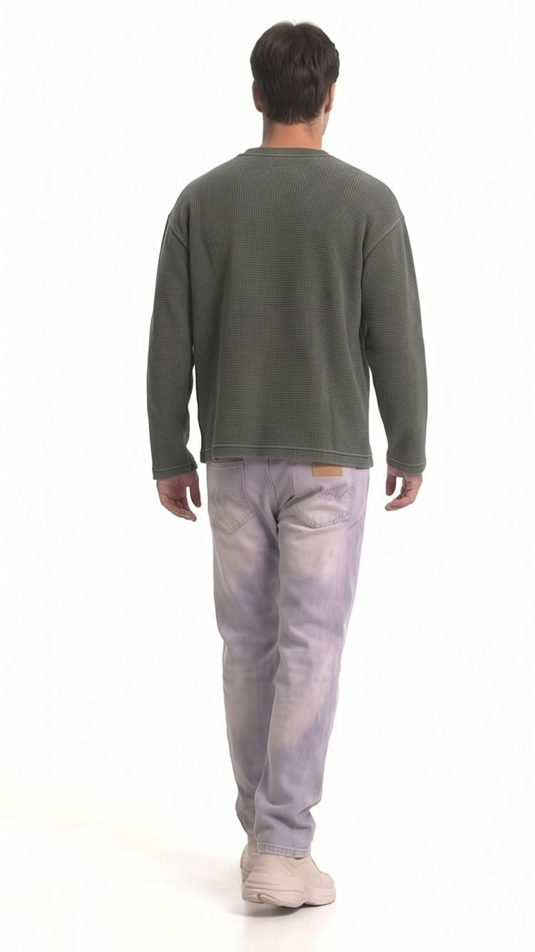 SHAADOZ full sleeves waffle t-shirt