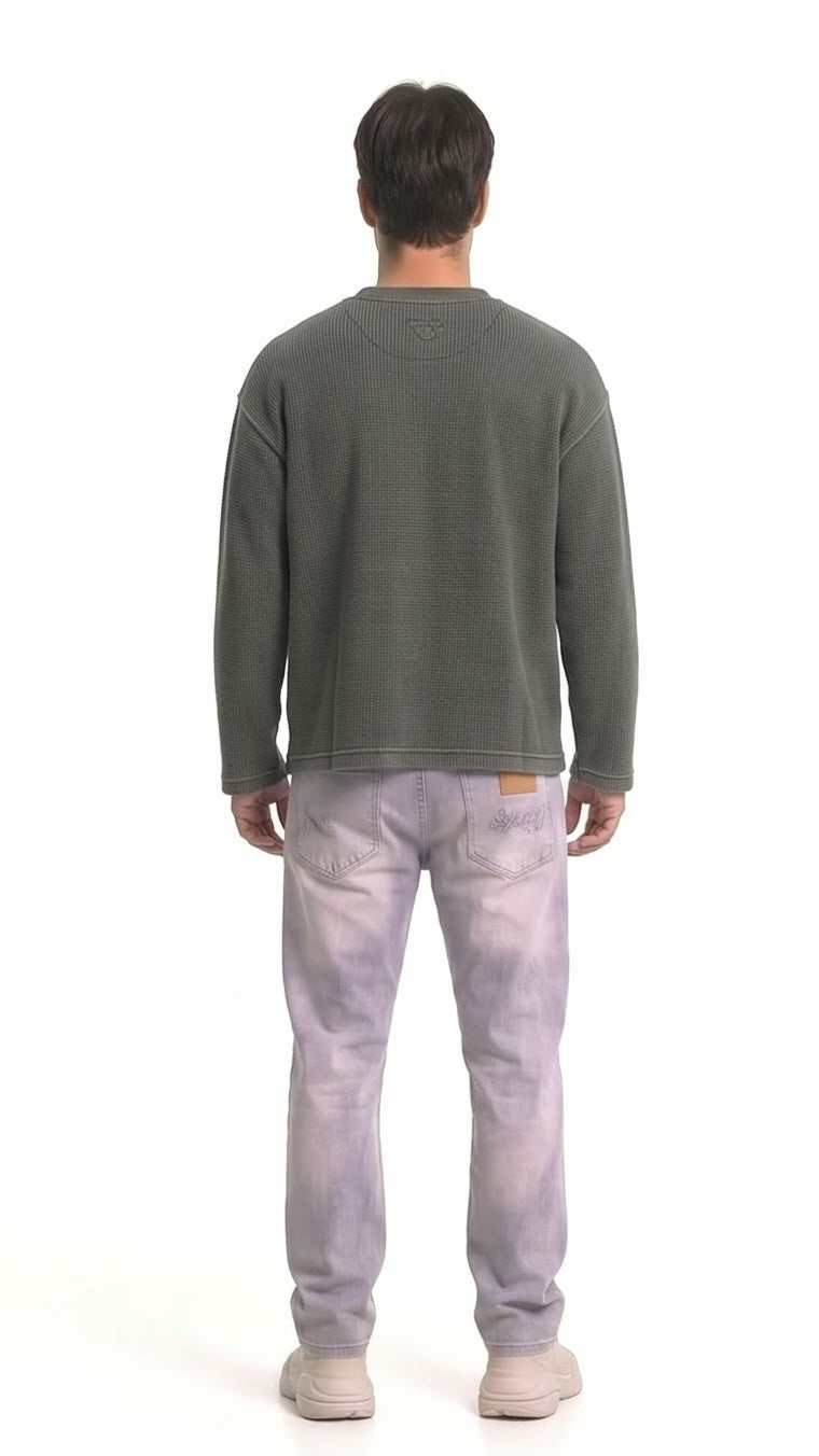 SHAADOZ full sleeves waffle t-shirt