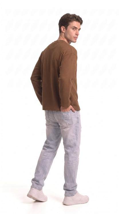 SHAADOZ full sleeves waffle t-shirt