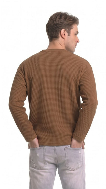 SHAADOZ full sleeves waffle t-shirt