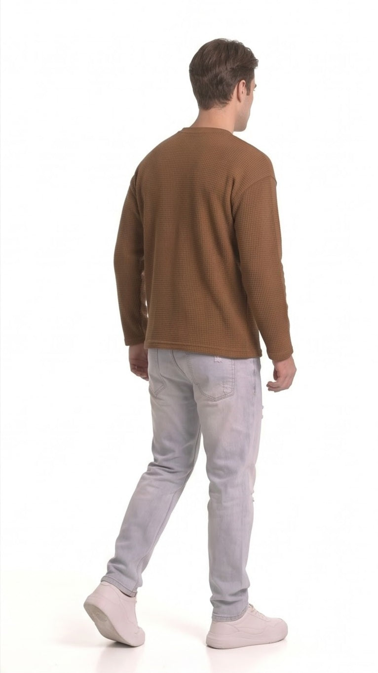 SHAADOZ full sleeves waffle t-shirt