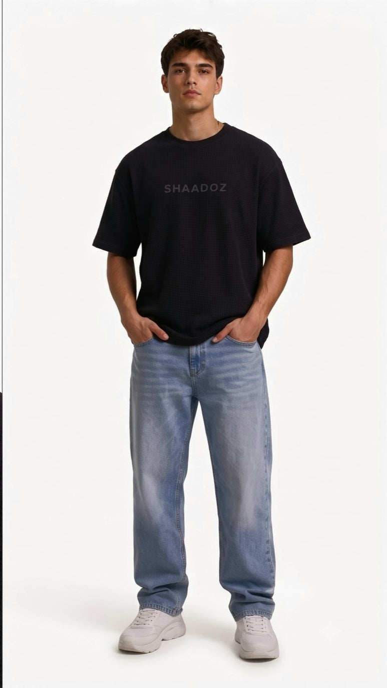 SHAADOZ Half sleeves waffle t-shirt
