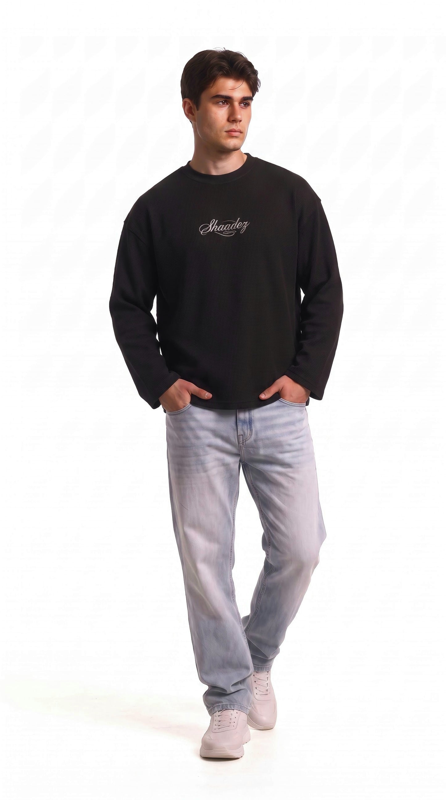 SHAADOZ full sleeves waffle t-shirt