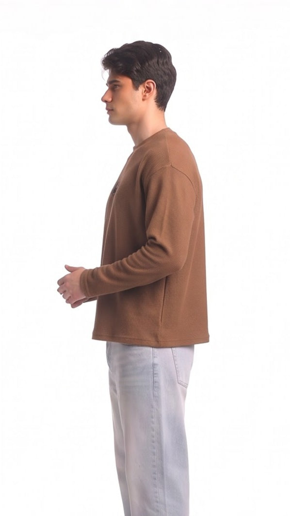 SHAADOZ full sleeves waffle t-shirt