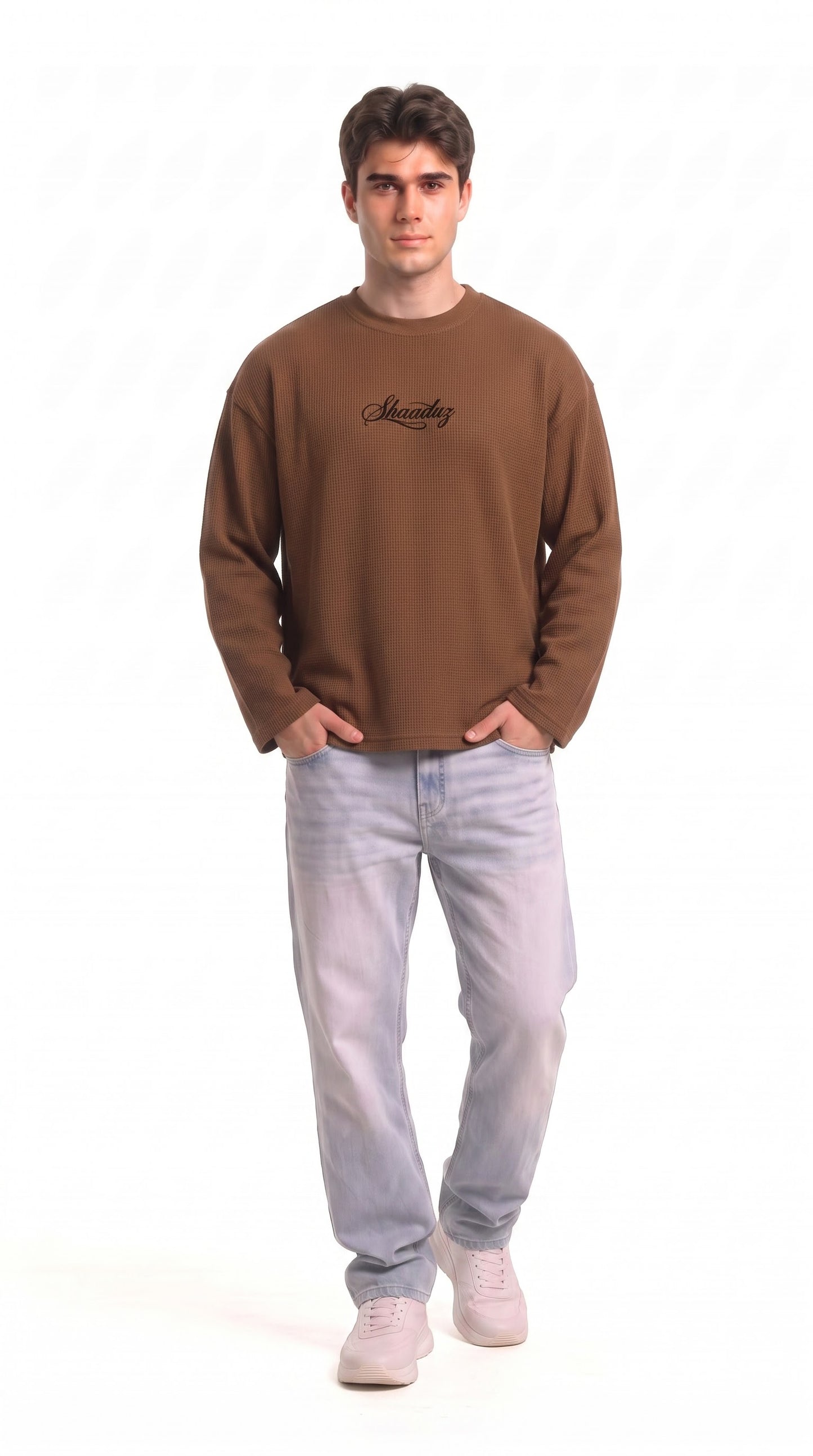 SHAADOZ full sleeves waffle t-shirt