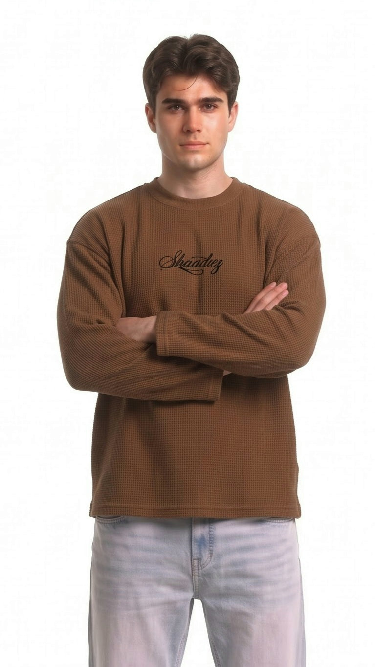 SHAADOZ full sleeves waffle t-shirt