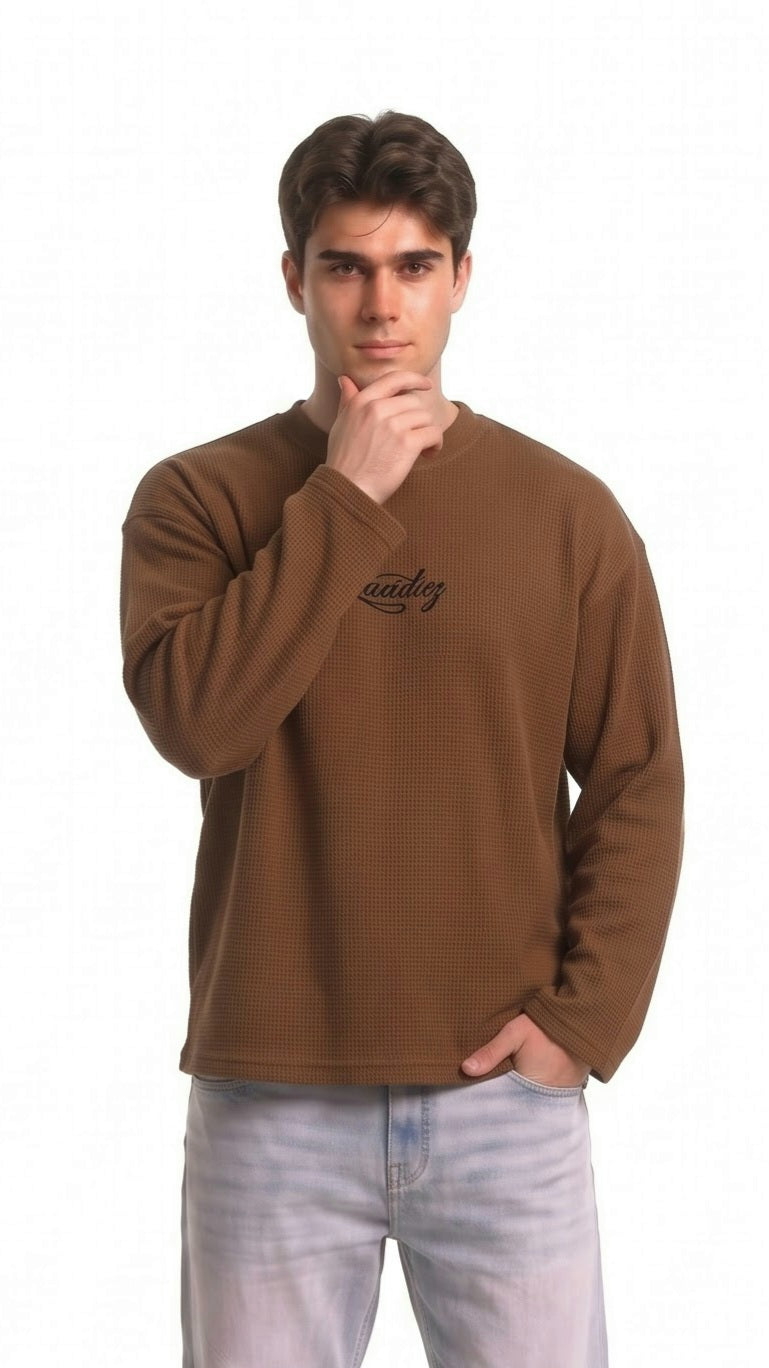 SHAADOZ full sleeves waffle t-shirt
