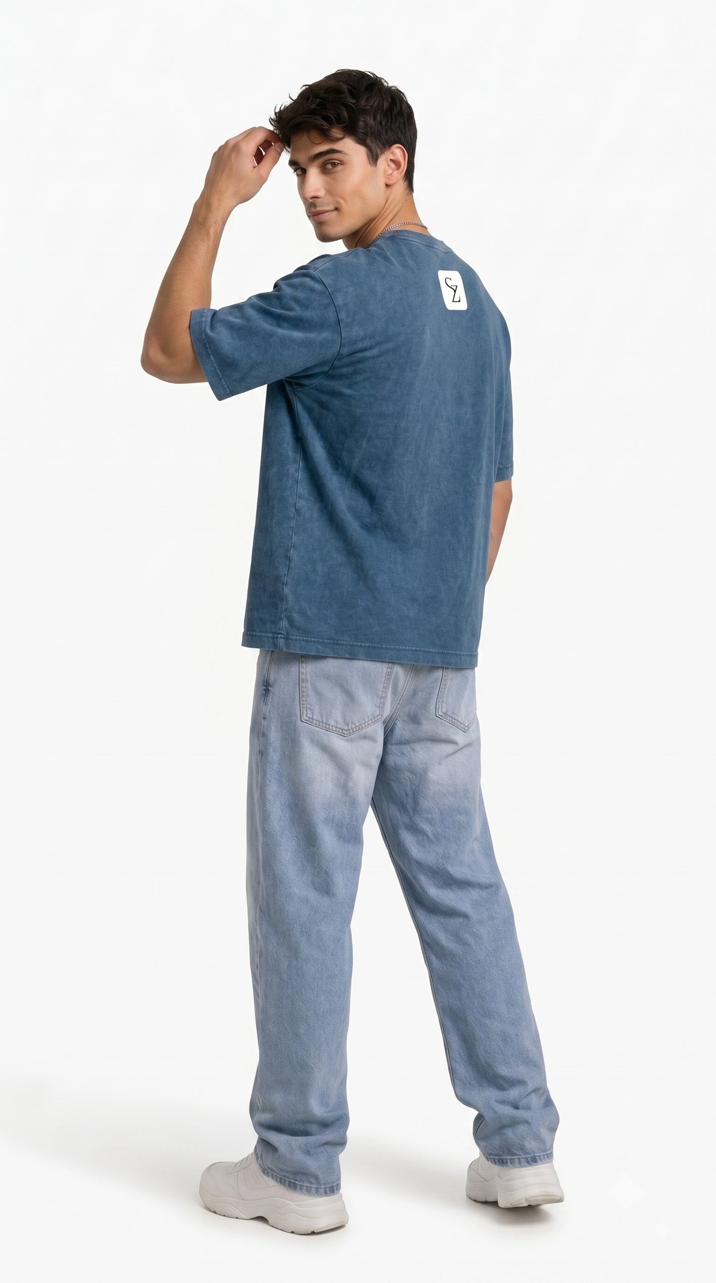 SHAADOZ Boxy fit Denimw t-shirt