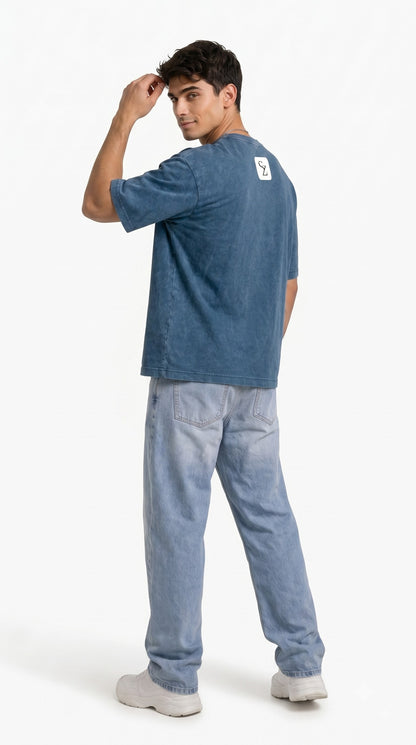 SHAADOZ Boxy fit Denimw t-shirt
