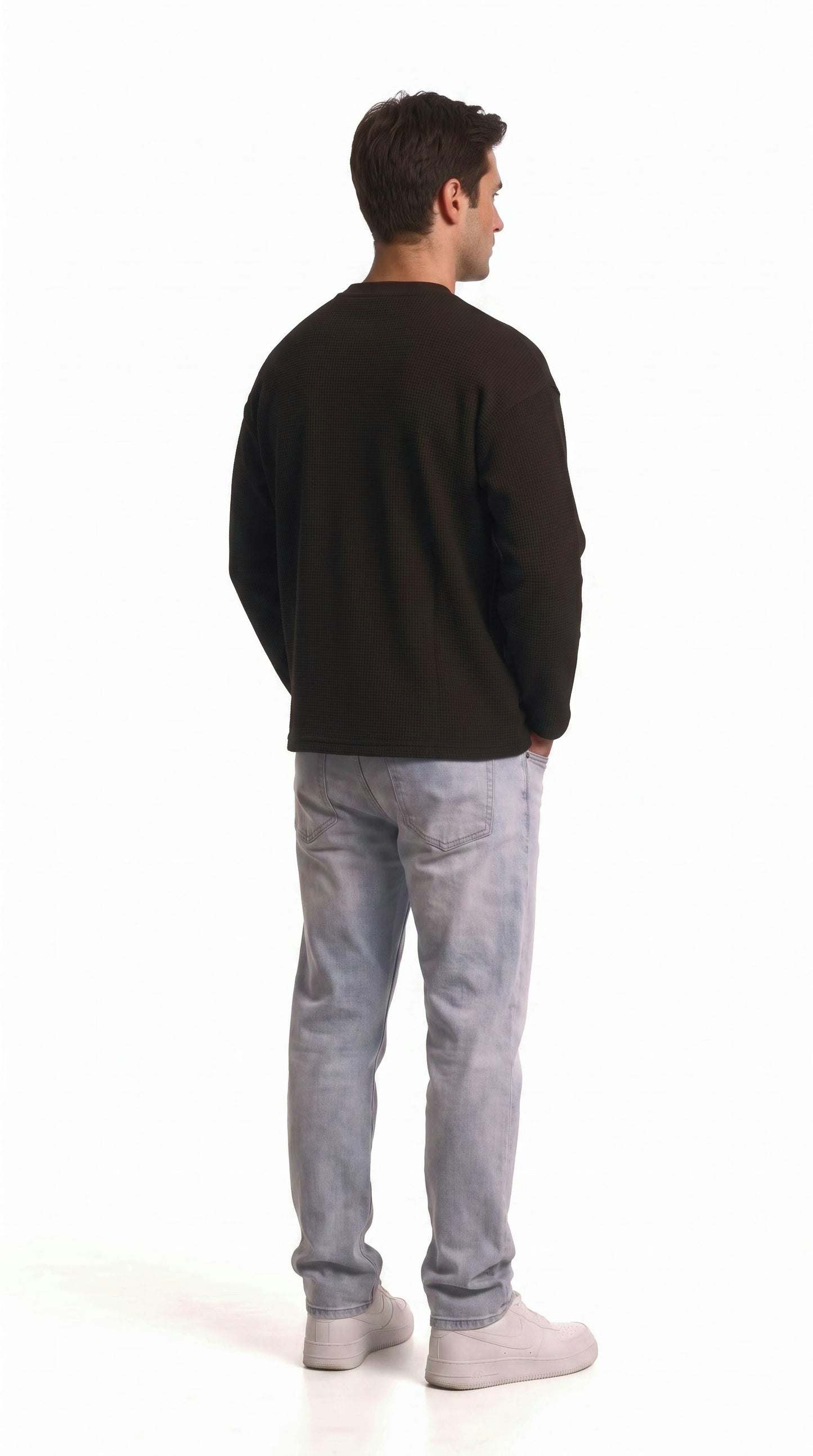SHAADOZ full sleeves waffle t-shirt