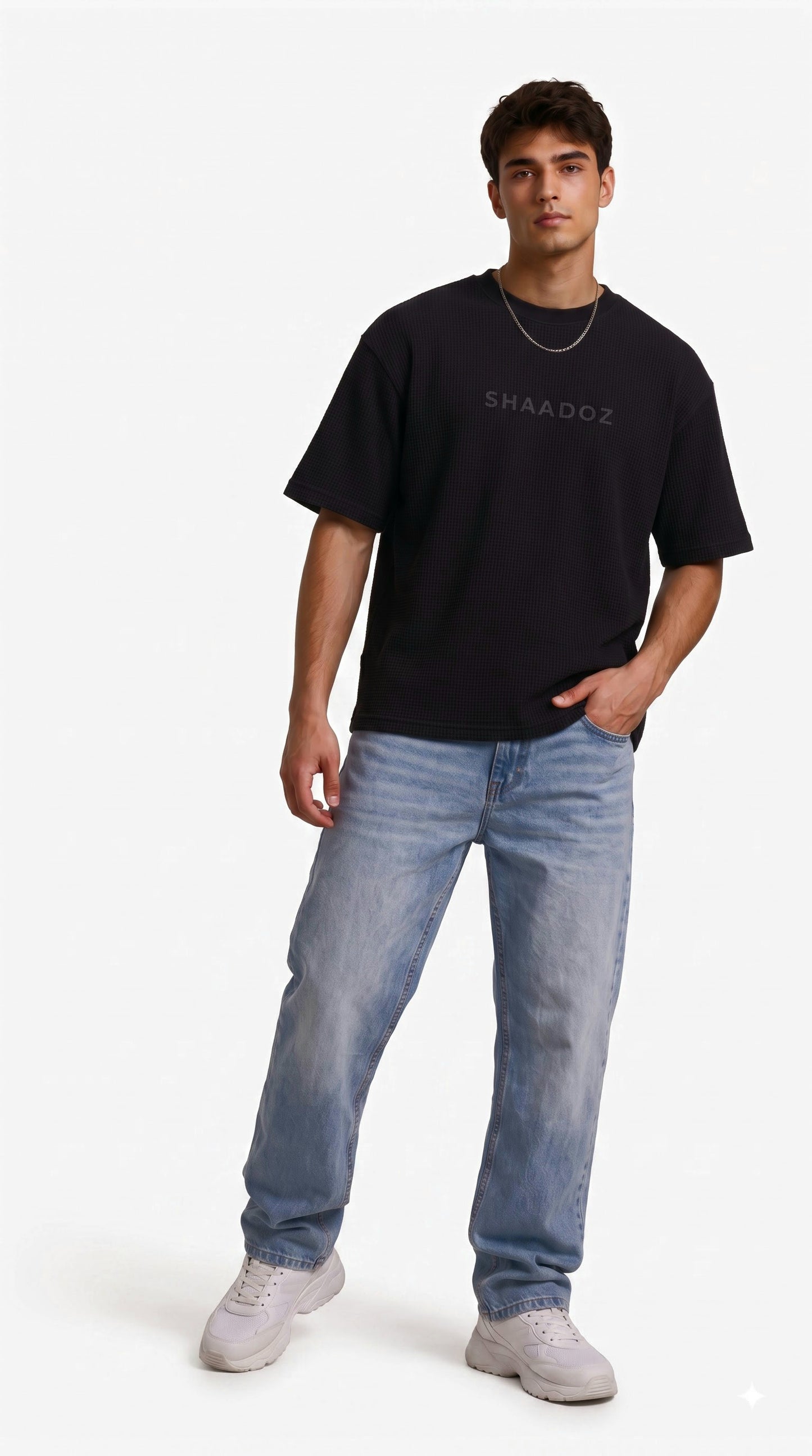 SHAADOZ Half sleeves waffle t-shirt