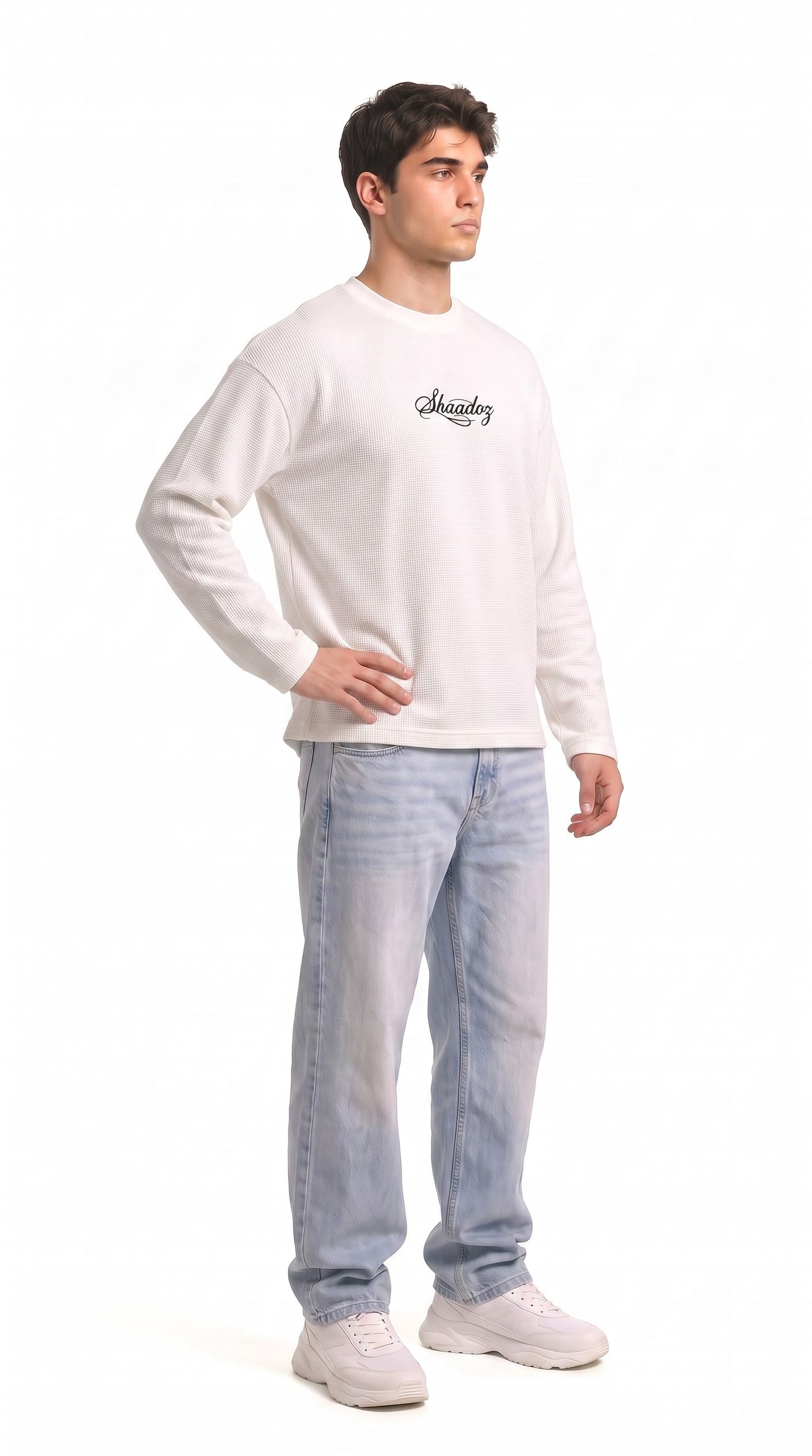 SHAADOZ full sleeves waffle t-shirt