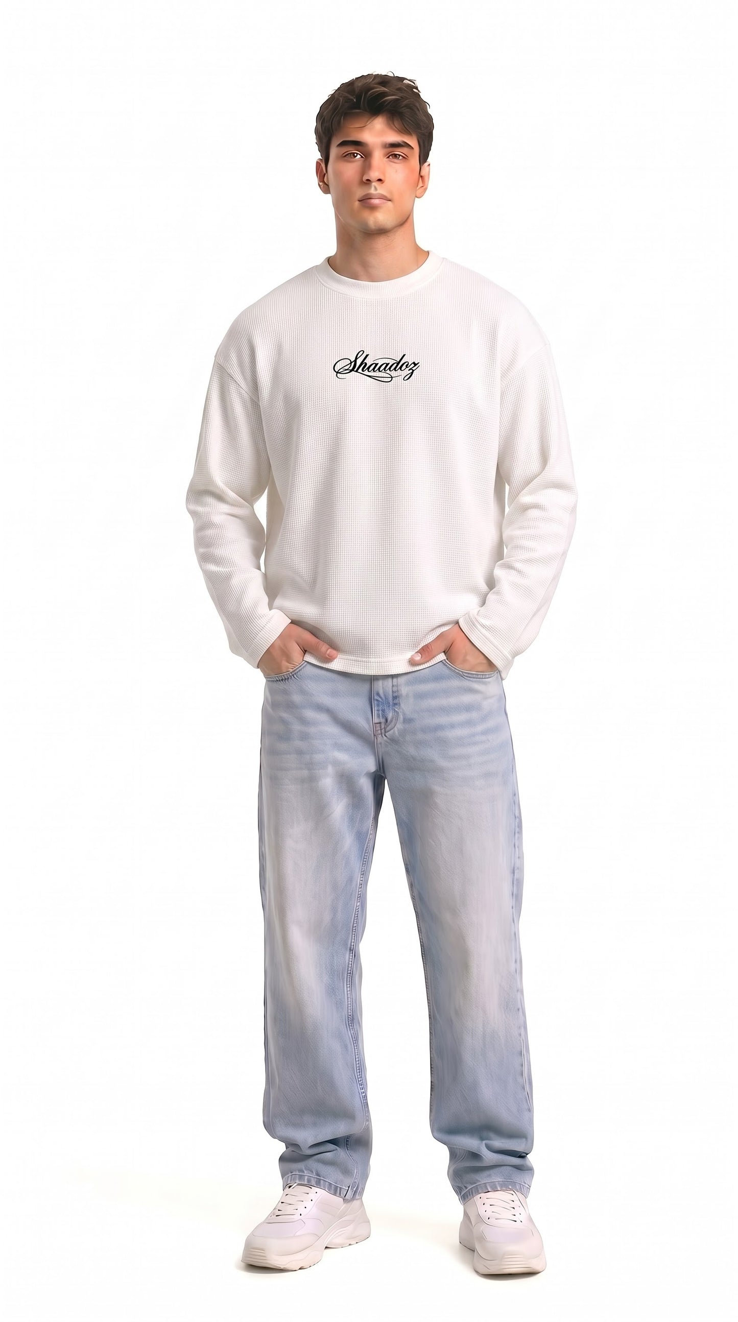 SHAADOZ full sleeves waffle t-shirt