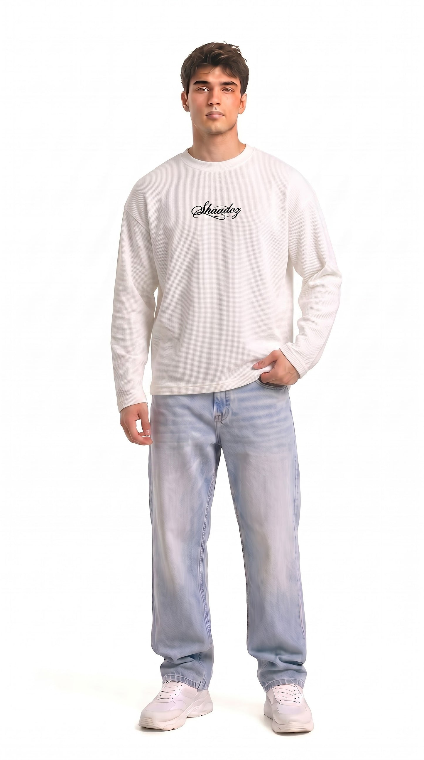 SHAADOZ full sleeves waffle t-shirt