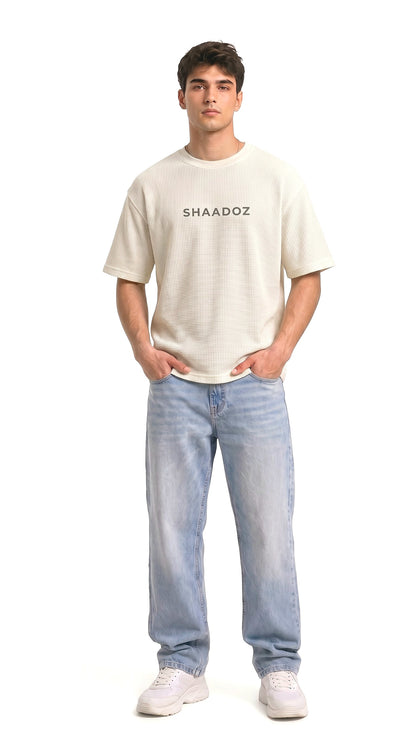 SHAADOZ half sleeves waffle t-shirt