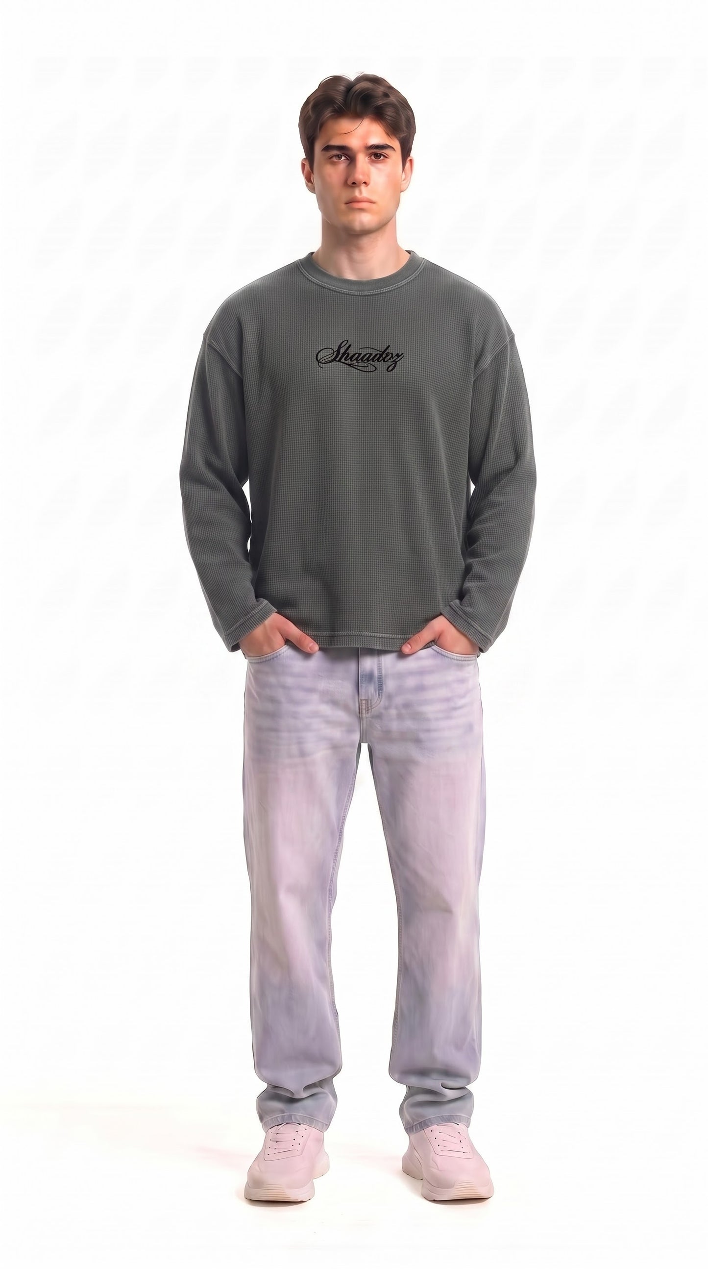 SHAADOZ full sleeves waffle t-shirt