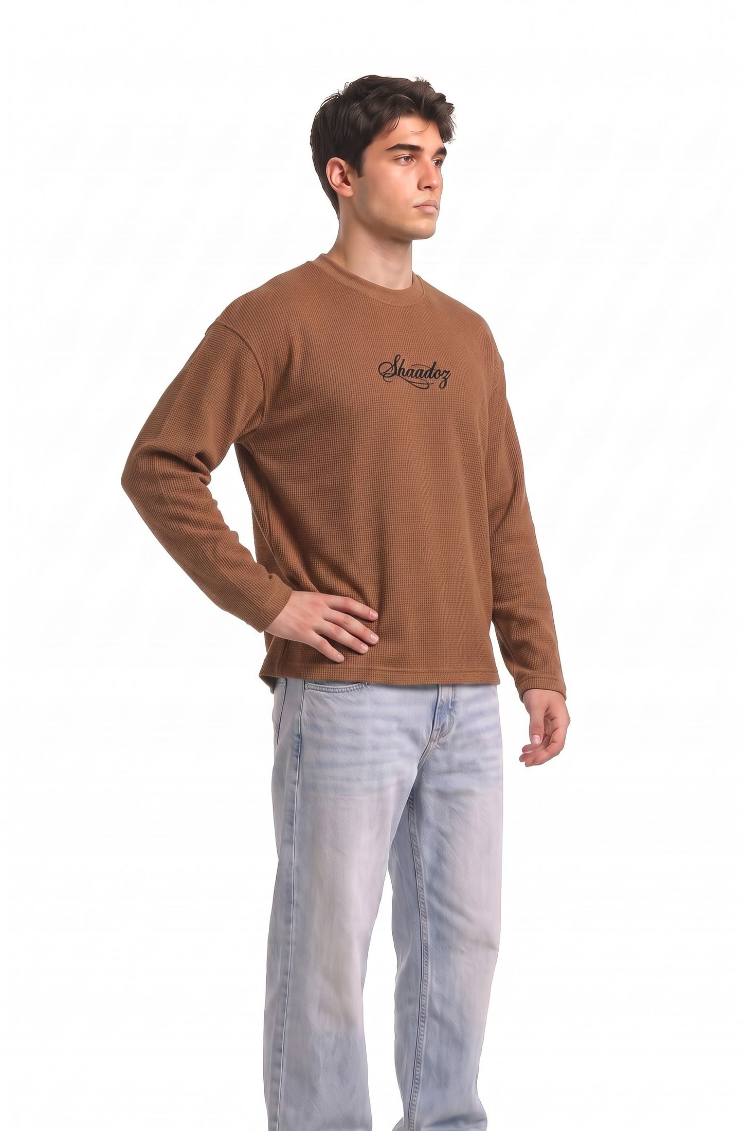 SHAADOZ full sleeves waffle t-shirt