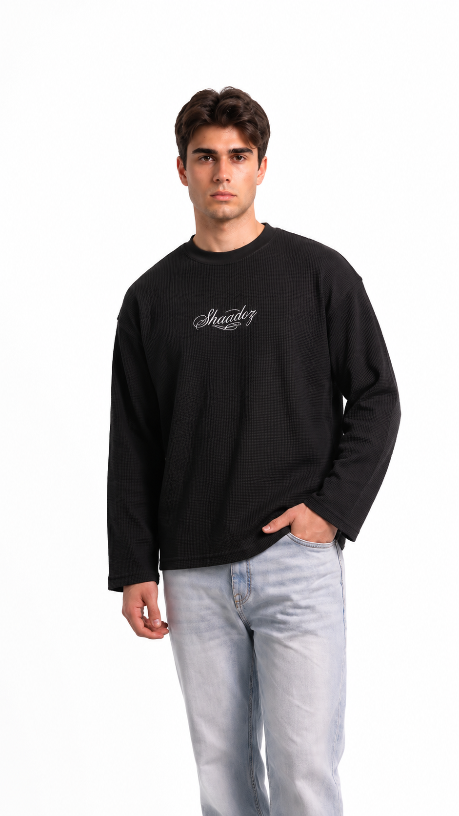 SHAADOZ full sleeves waffle t-shirt
