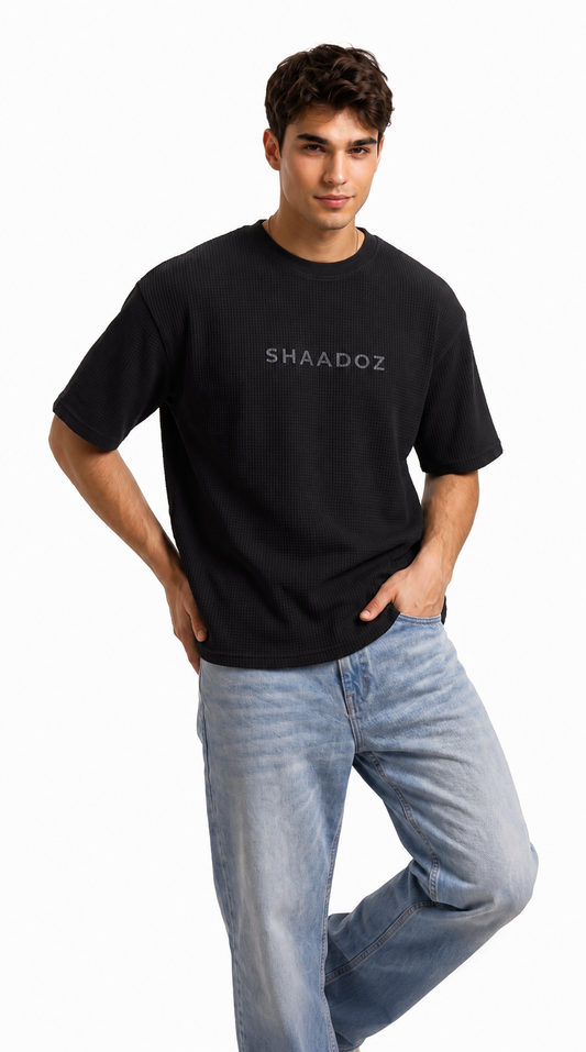 SHAADOZ Half sleeves waffle t-shirt