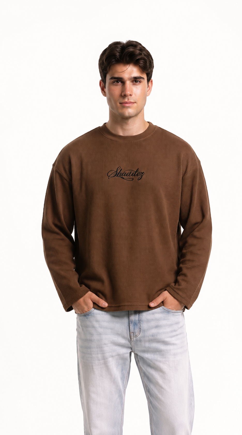 SHAADOZ full sleeves waffle t-shirt