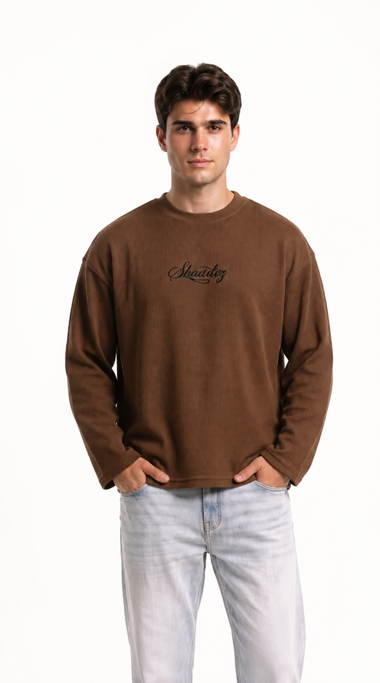 SHAADOZ full sleeves waffle t-shirt