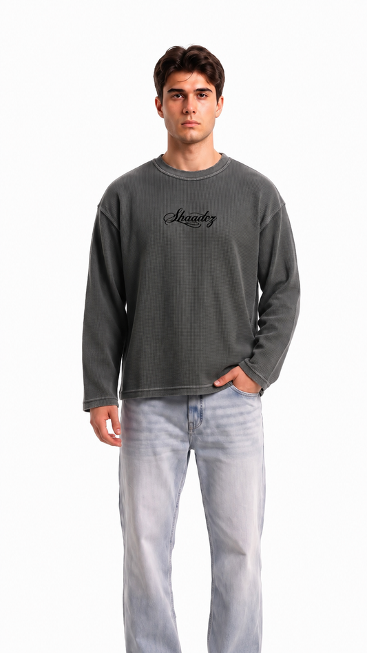 SHAADOZ full sleeves waffle t-shirt