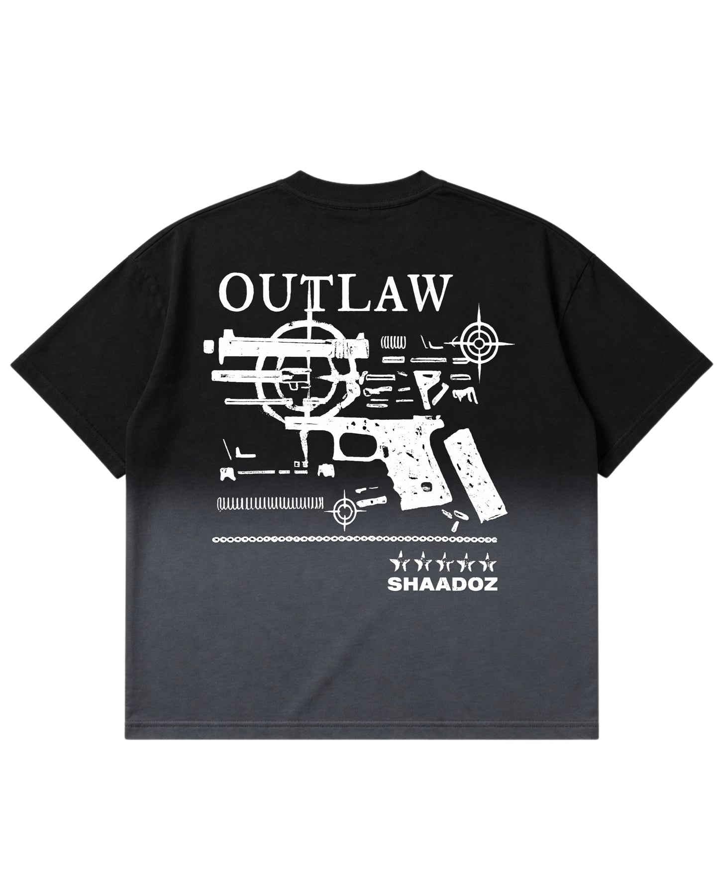 Black Ombré Wash Boxy Fit T-shirt Back Design