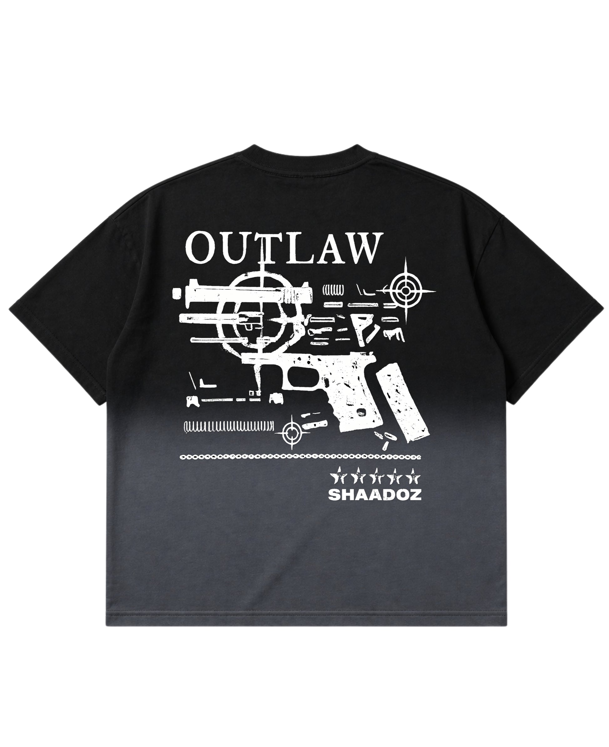 Black Ombré Wash Boxy Fit T-shirt Back Design