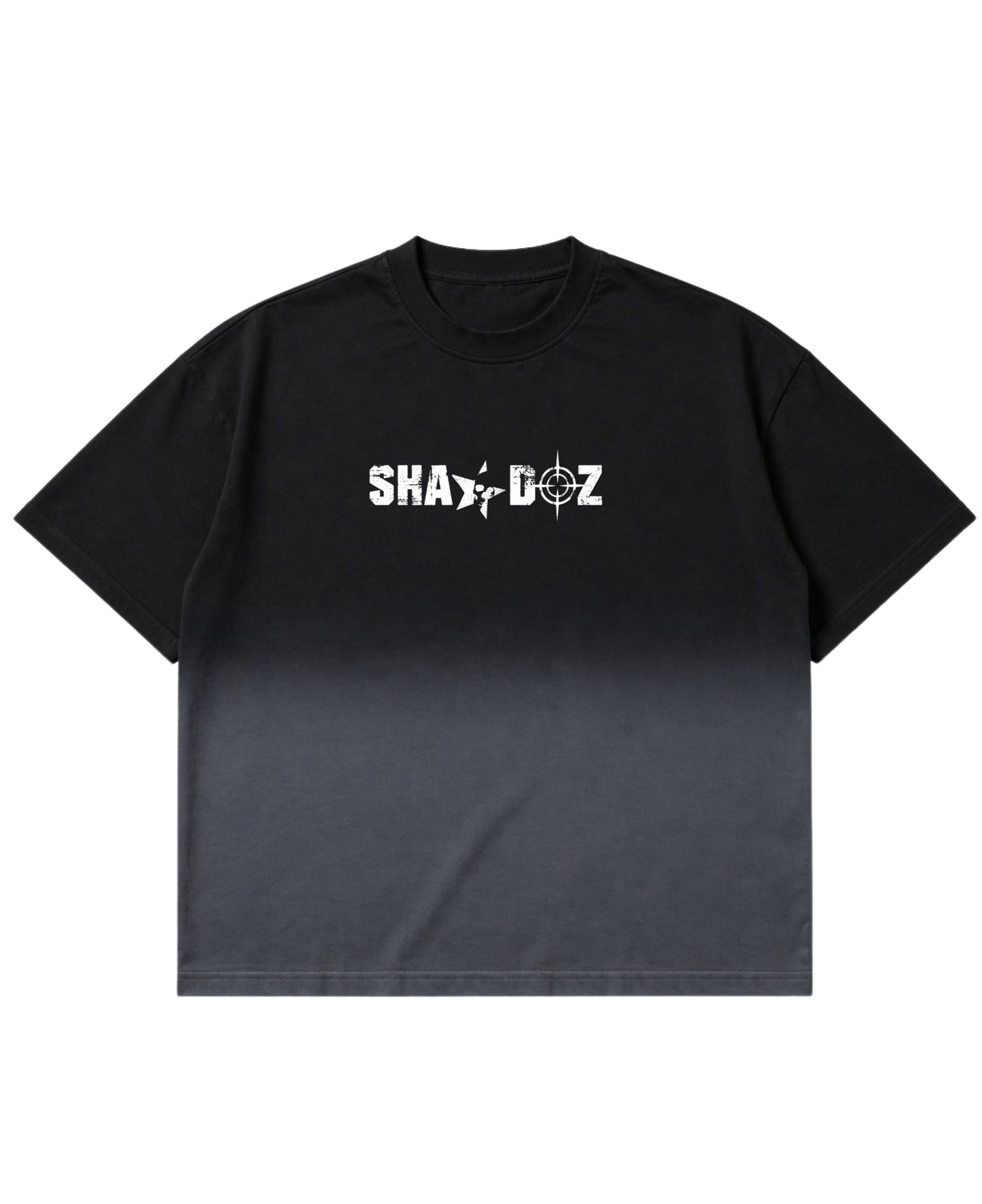 Black Ombré Wash Boxy Fit T-shirt Front Design