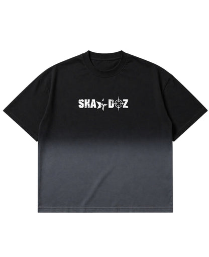 Black Ombré Wash Boxy Fit T-shirt Front Design