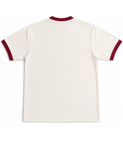 Off White & Maroon Ringer tee Back Design