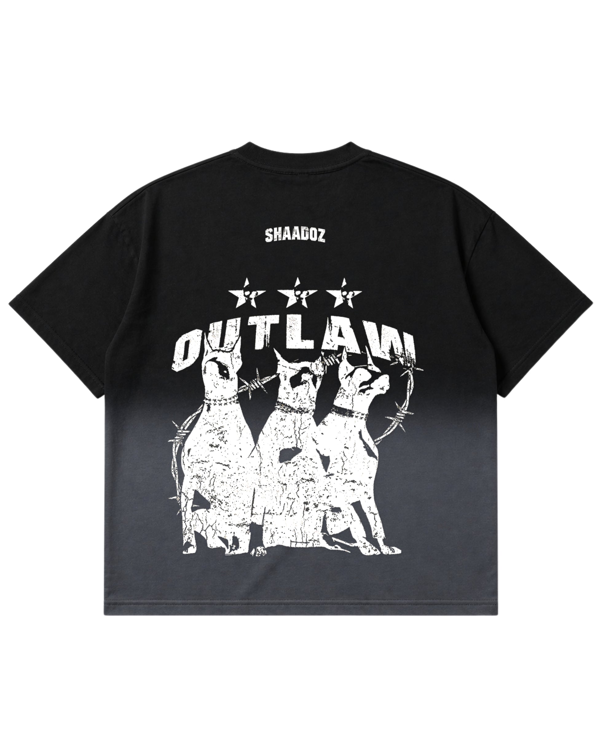 Black Ombré Wash Boxy Fit T-shirt Back Design
